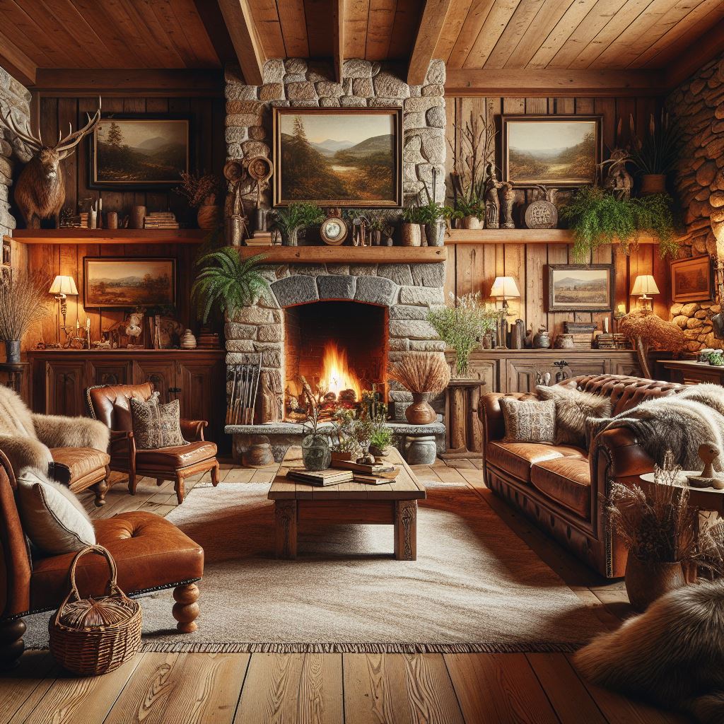 Salon w Stylu Rustykalnym