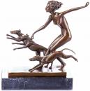 Diana z Chartami Styl Art Deco Figury z Brązu