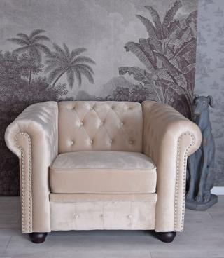 fotel klubowy chesterfield beżowy