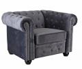 fotel klubowy chesterfield szary aksamit