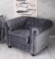 fotel klubowy chesterfield szary aksamit