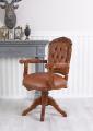 fotel obrotowy chesterfield brązowa skóra