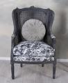 toile de jouy fotel uszak czarny meble barokowe