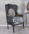 toile de jouy fotel uszak czarny meble barokowe
