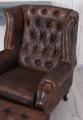 fotel uszak & stołek styl chesterfield
