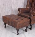 fotel uszak & stołek styl chesterfield