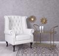 fotel uszak & stołek styl chesterfield biały