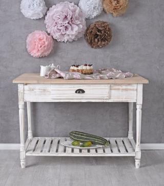 konsolka z półką i szufladą styl prowansalski shabby chic