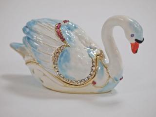 błękitny łabędź szkatułka w stylu faberge