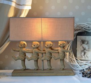 lampa cztery maszerujące misie shabby chic