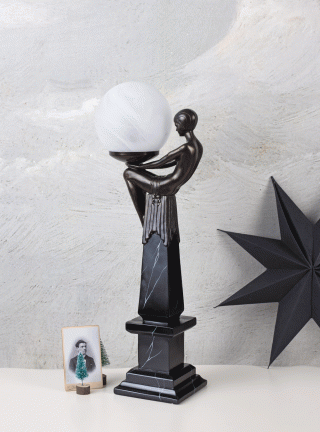 lampa figura kobiety max le verrier art deco