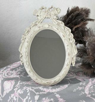 owalne lusterko z kokardką shabby chic
