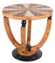 Okragły Stolik Intarsjowany Blat Styl Art Deco wys. ok. 58 cm