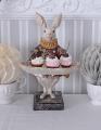 biały królik z paterą figura shabby chic