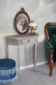 półokrągła konsolka jedna szuflada styl rustykalny shabby chic