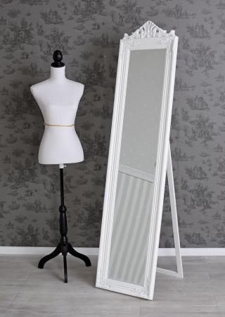 lustro stojące podpórka styl barokowy białe 180 x 44 cm