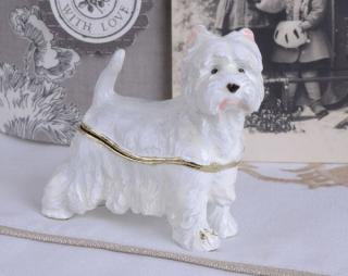 biały terier szkatułka w stylu faberge