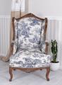 toile de jouy fotel uszak w stylu barokowym