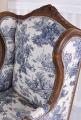 toile de jouy fotel uszak w stylu barokowym