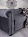 trzyosobowa sofa styl chesterfield szary aksamit
