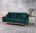 trzyosobowa szmaragdowa sofa
