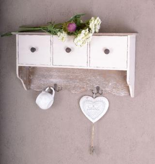 wiszący regał z szufladkami i wieszakami styl rustykalny shabby chic