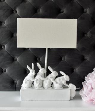 lampa z figurami zajączków shabby chic
