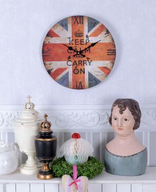 zegar „keep calm” w stylu vintage