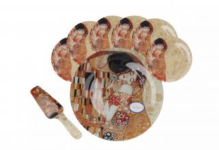 zestaw siedmiu talerzy + łopatka do ciasta gustav klimt pocałunek